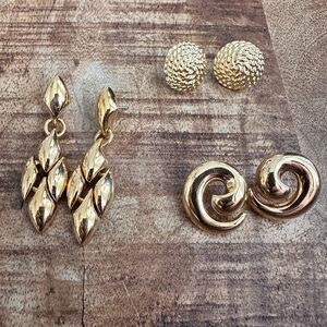 Vintage Gold Earring Lot 1980s-90s